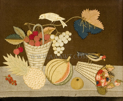Antique Still Life, Applique and Embroidery, close up view